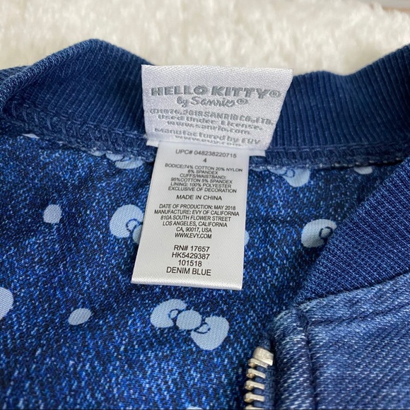 Hello Kitty by Sanrio Kids Jean Jacket sz 4 - Picture 6 of 9
